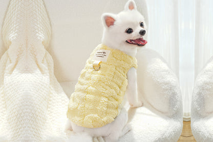 Sherpa Fleece Dog Jumper Sweater with D-Ring for Small Dogs Chihuahua Yorkshire -Yellow