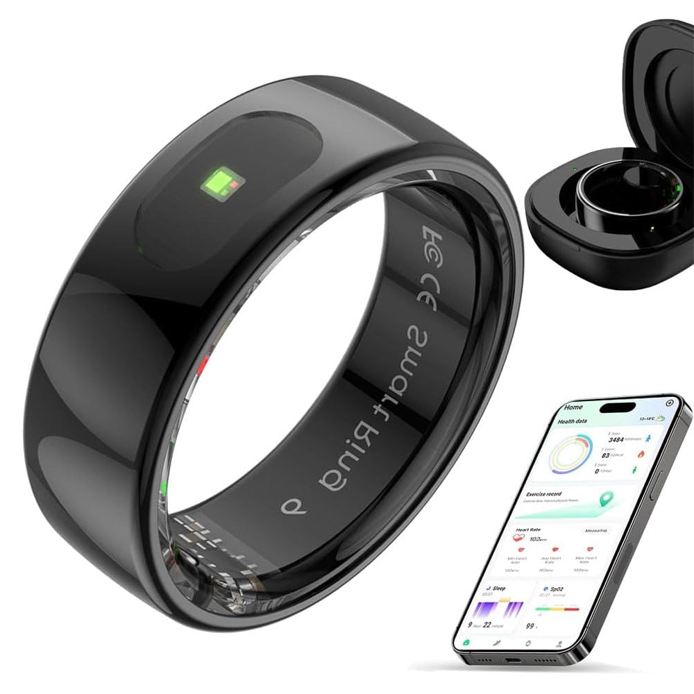Smart Ring Health Tracker Ring with Touch Control - Black