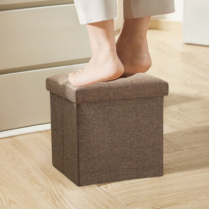 Foldable Storage Ottoman Shoe Bench with Thick Foam Lid - Coffee