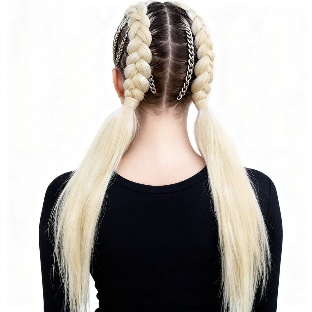 2Pcs Pre-Stretched Braiding Hair Extensions Synthetic Cosplay Hair Extensions Beige