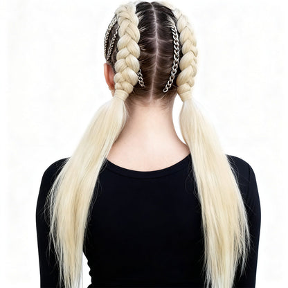 2Pcs Pre-Stretched Braiding Hair Extensions Synthetic Cosplay Hair Extensions Beige