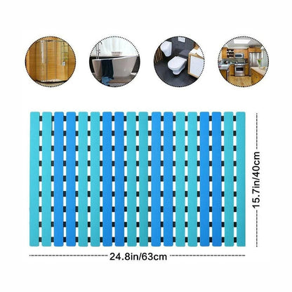 40x63 cm Bath Mat with Strong Suction Cups-Blue