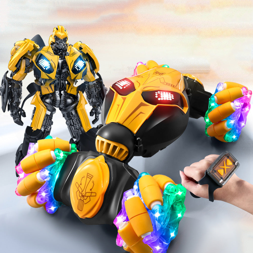 4WD Gesture Sensing RC Stunt Car with Drift Lights & Music Hand-Controlled Toy Yellow