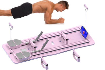 Pilates Machine Foldable 5-in-1 Portable Pilates Board with Elbow Support Home Gym Equipment for Weight Loss Training -Pink