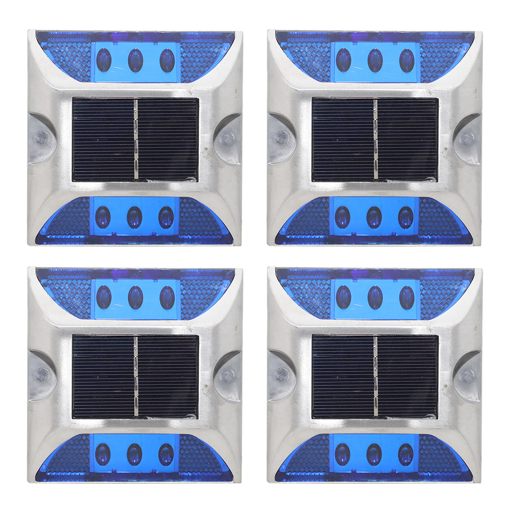 4 Piece Solar Deck Lights for Roadway Driveway - Blue