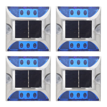 4 Piece Solar Deck Lights for Roadway Driveway - Blue