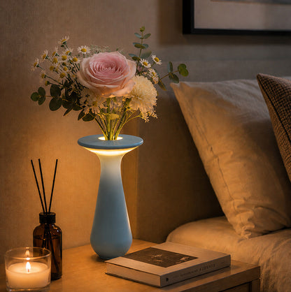 Rechargeable Vase Table Night Light with Warm Dimmable Glow - Blue