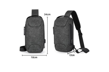 Travel Waterproof Anti-Theft Sling Chest Bag Backpack With USB Charge Port-Dark Gray
