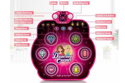 Dance Mat Toys Electronic Dance Pad with Light-up 6-Button Wireless Bluetooth