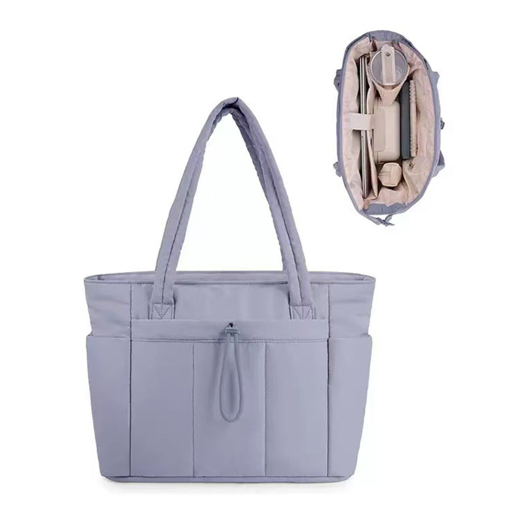 Women¡¯s Handheld Tote Bag ¨C With Cup Holder Compartment and Luggage Sleeve for Travel & Work Purple