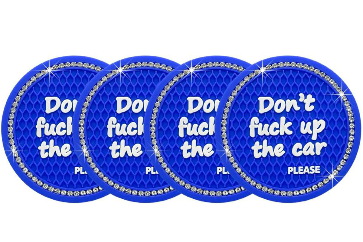 4Pcs Bling Cup Holder Coasters Auto Cup Holder Inserts Anti-Slip for Women Girls -Blue