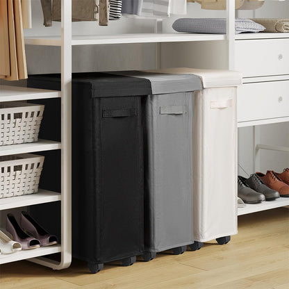 65L Laundry Basket with Wheels and Lid-Black