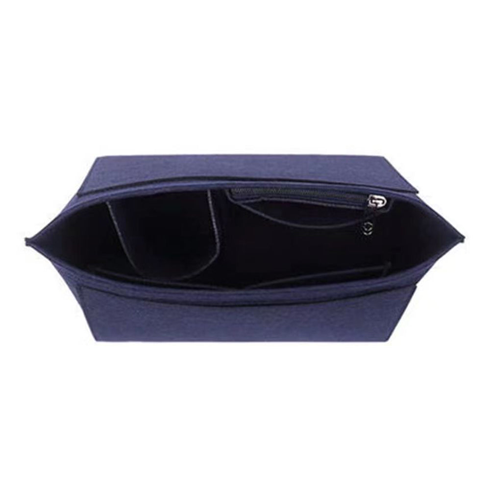 Felt Purse Insert Organizer Interior Zipper Storage Bag for Handbag Tote Bag Insert Bag Navy
