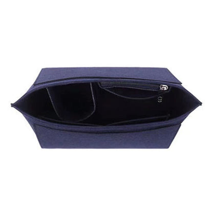 Felt Purse Insert Organizer Interior Zipper Storage Bag for Handbag Tote Bag Insert Bag Navy