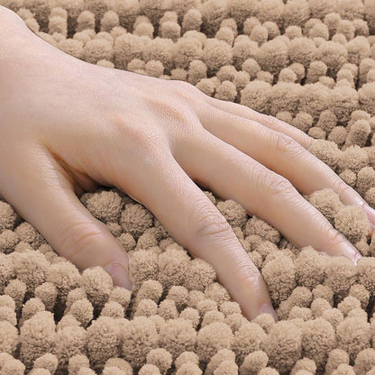 Chenille Fabric Bathroom Rugs Mat With Non Slip Rubber Backing Home Decor Accessories-Camel