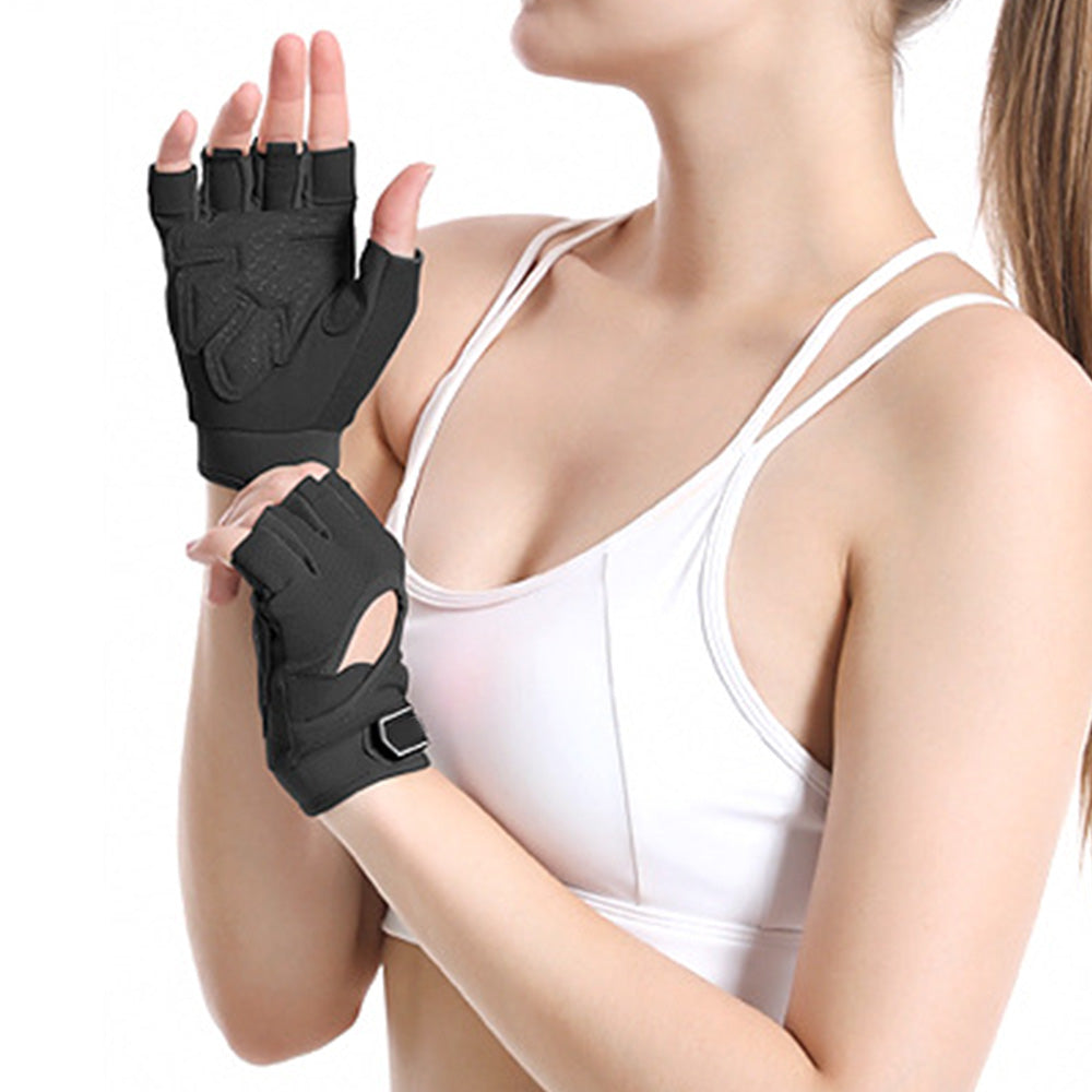 Durable Half-Finger Fitness Gloves for Gym Workouts Men & Women Black