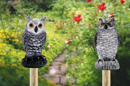 Large Fake Owl Decoy to Scare Birds Away Garden Bird Deterrents for Outside -Red