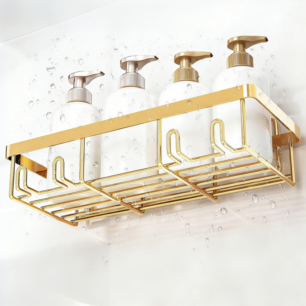 5Pcs Shower Caddy Adhesive Bathroom Wall Organizer Rack-Gold
