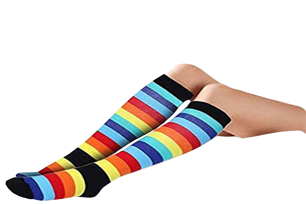 Compression Socks for Women & Men for Athletic Running Cycling-rainbow stripes