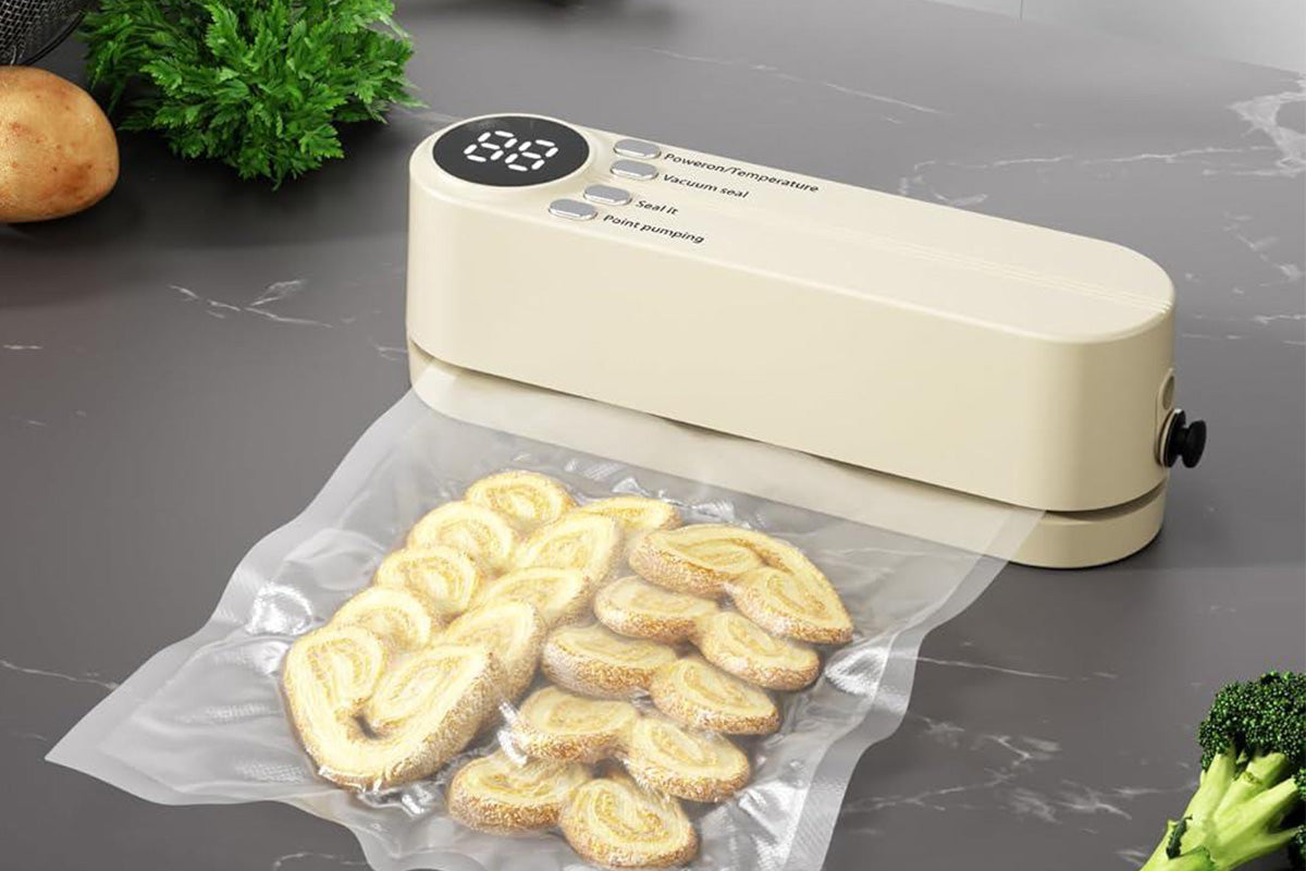 Portable Mini Vacuum Sealer for Food Storage with Rechargeable Handheld Sealing and Air Pump -White