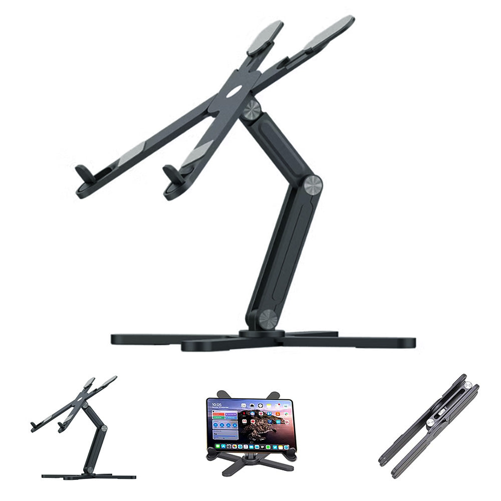 360 Degree Rotating Aluminum Laptop Stand Adjustable Desktop Notebook Holder Gray