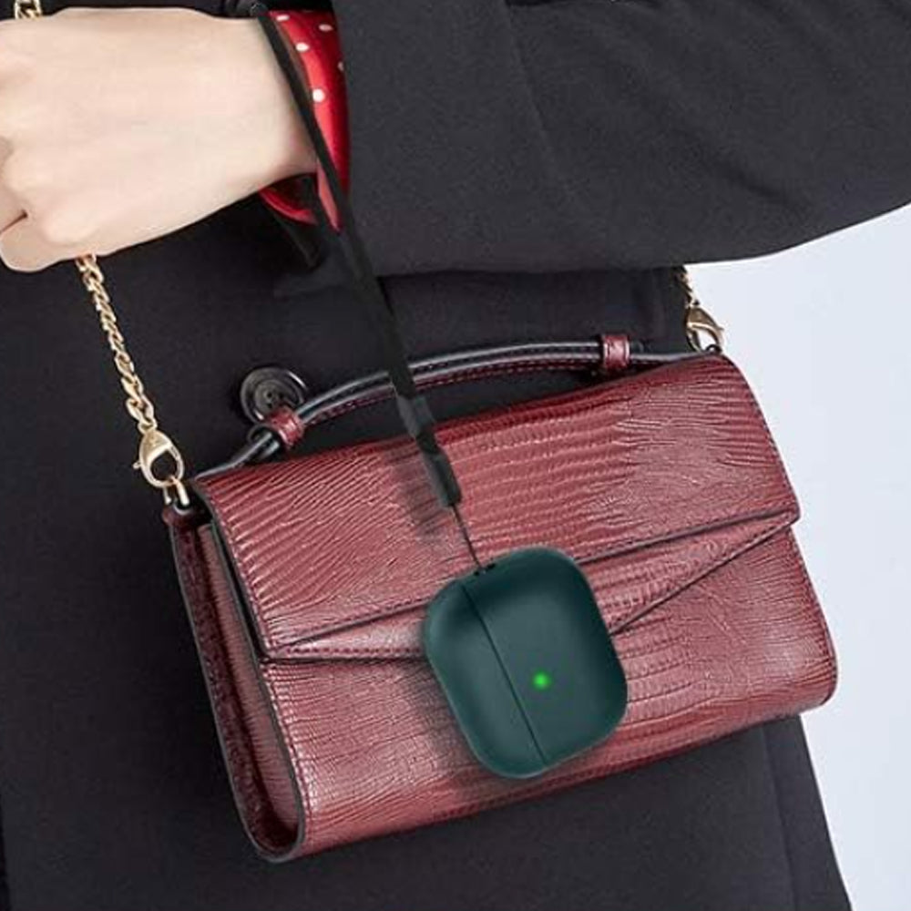 For Apple AirPods Shockproof Case Cover with Lanyard Dark green