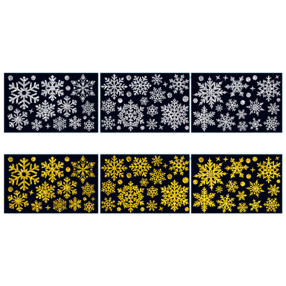 Christmas Window Clings ¨C Snowflakes Static Stickers in Gold and Silver for Holiday Decorations Style 3