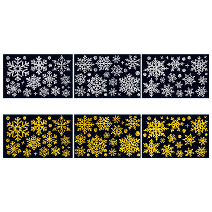 Christmas Window Clings ¨C Snowflakes Static Stickers in Gold and Silver for Holiday Decorations Style 3