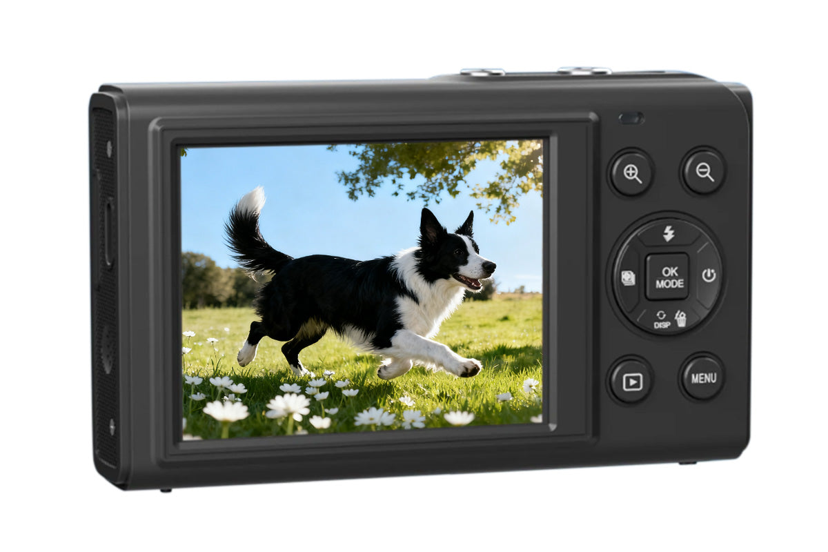 Dual Screen Digital Camera Point and Shoot Selfie Camera with Fill Light-Black