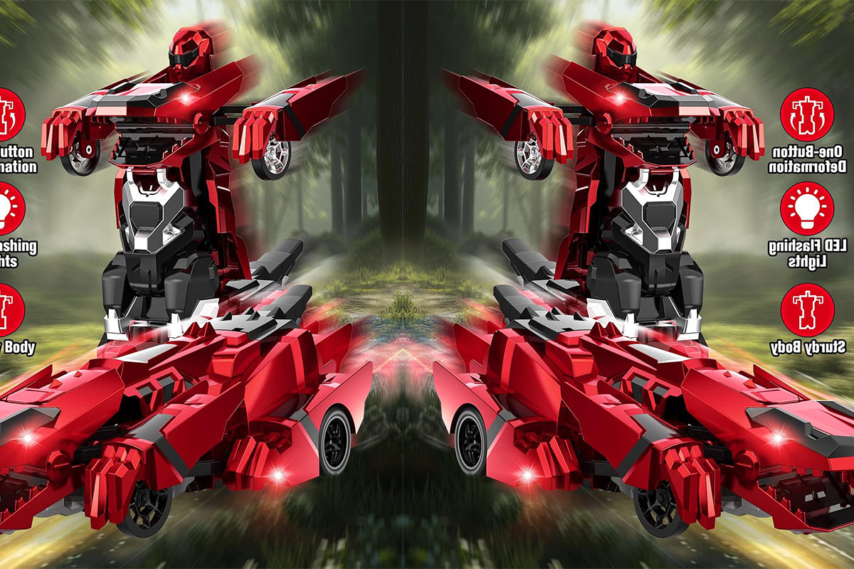 Dinosaur Transform Rc Cars 2.4Ghz Remote Control Car Transforming Robot-Red