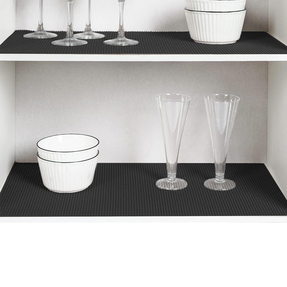 Non-Adhesive Drawer and Shelf Liner for Cabinet Wardrobe -Black
