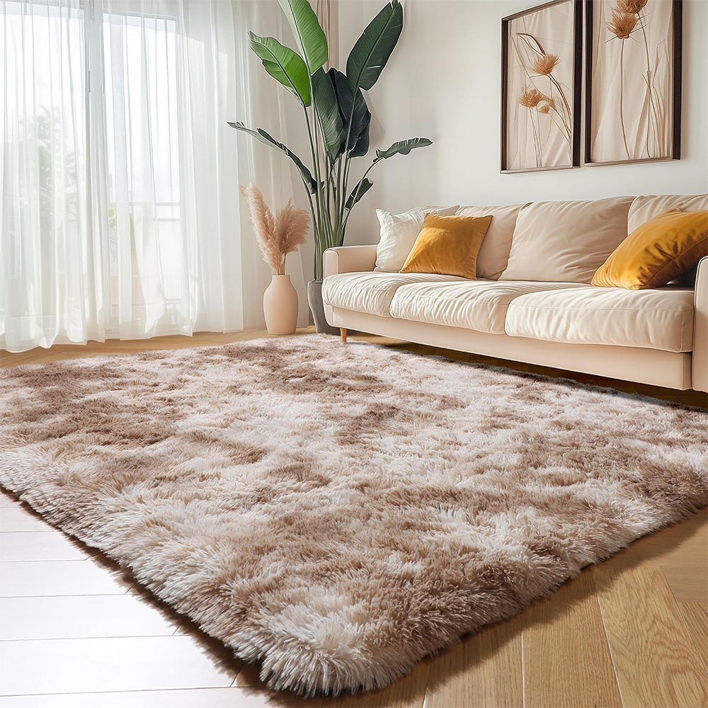Tie Dye Plush Rug for Bedroom Living Room Dorm-Browm