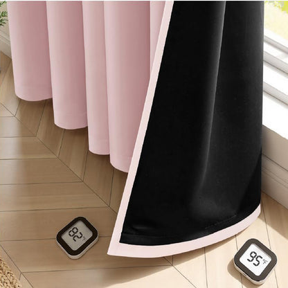 2 Pack 100 Percent Blackout Curtains with Black Liner-Pink