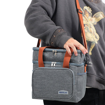 Portable Lunch Bag Thermal Insulated Food Container Cooler Bag for Outdoor  Camping Work School Grey