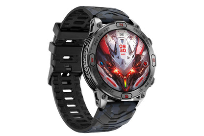 Smart Watch 1.43-Inch Fitness Watch with All Day Heart Rate Sleep Monitor Blood Oxygen Flashlight AI Voice Activity Tracker-Orange camouflage