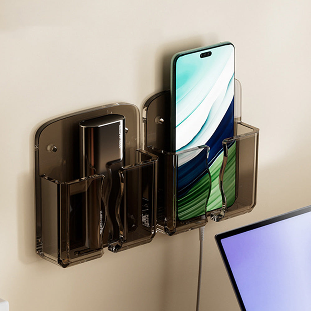 2 Piece No Drill Adhesive Remote Control Organizer-Brown