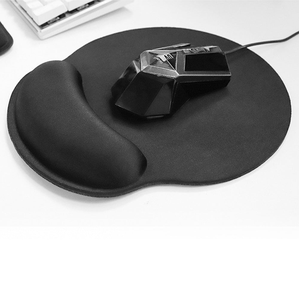 3Pcs Gaming Mouse Pad Mouse Pad with Wrist Rest Circle Curved Ergonomic Mousepad-Black