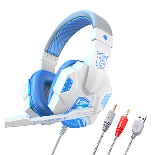 3.5mm Wired Gaming Headset with Mic LED Light Gaming Headphones for Laptop Computer Cellphone White
