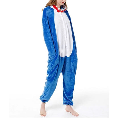 Adult Onesie Hoodie Animal Costume Pajamas Winter One-Piece Cosplay Sleepwear Blue