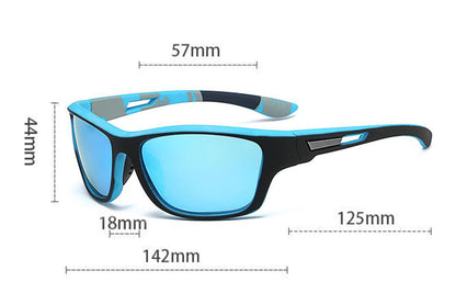 Men Sunglasses Polarized Glasses Fishing Wrap Around Eyewear with Strap and Zippered Case-Blue