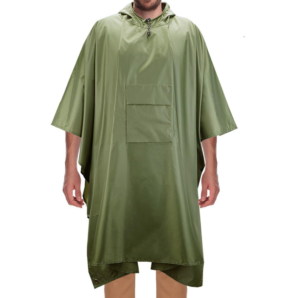 3 in 1 Portable Rain Poncho Waterproof Lightweight Emergency Raincoat with Pocket-Green