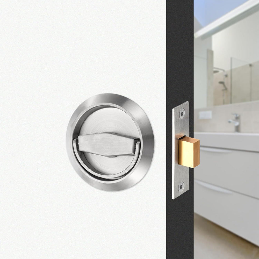 Hidden Door Lock Invisible Latch Double Sided Privacy Lock for Bedroom Bathroom Stainless Steel-Silver