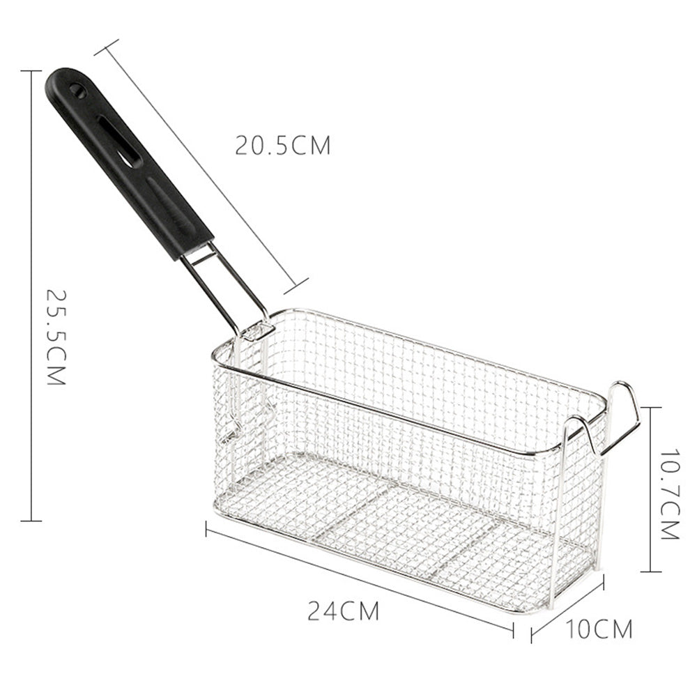 Stainless Steel Deep Fryer Basket with Removable Handle and Hanging Design