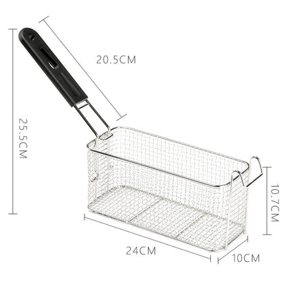 Stainless Steel Deep Fryer Basket with Removable Handle and Hanging Design