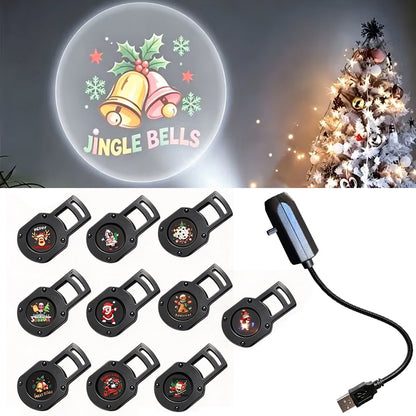 Christmas USB Projector Light with 10 Slides Festive Projection Lamp