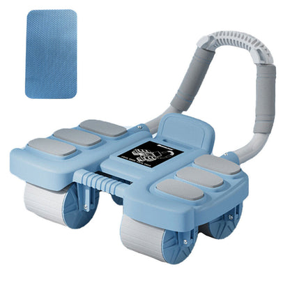 4-Wheel Automatic Rebound Ab Roller with Elbow Support Ab Exercise Machine Blue