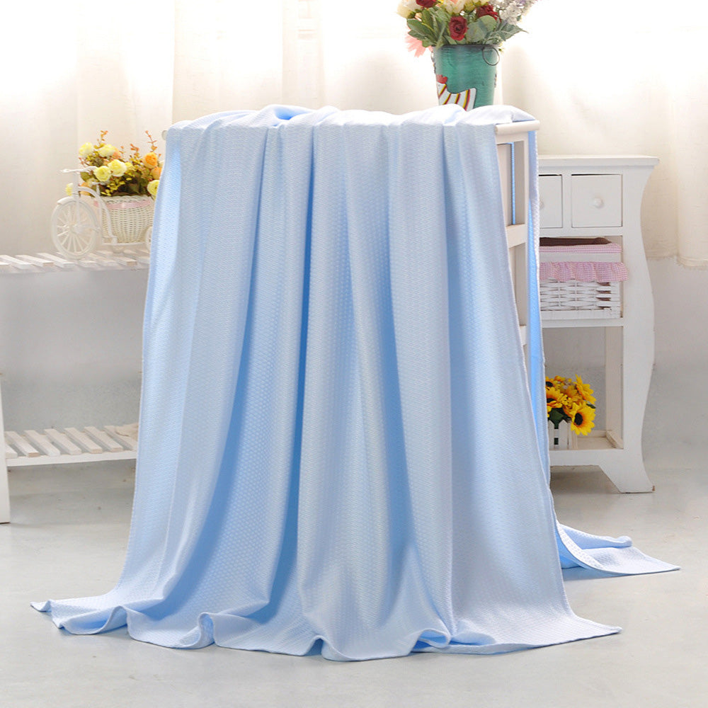 Breathable Summer Blanket Waffle Throw Blanket Air Conditioning Blanket Light Blue