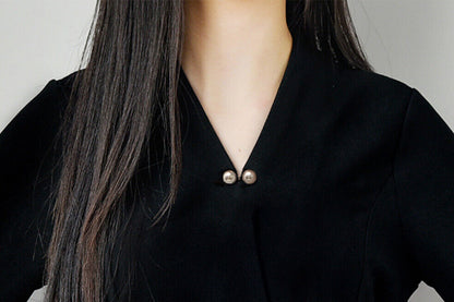 8Pcs Brooches Anti-Reveal Neckline Double Headed Artificial Pearl Curved Pin-ST4
