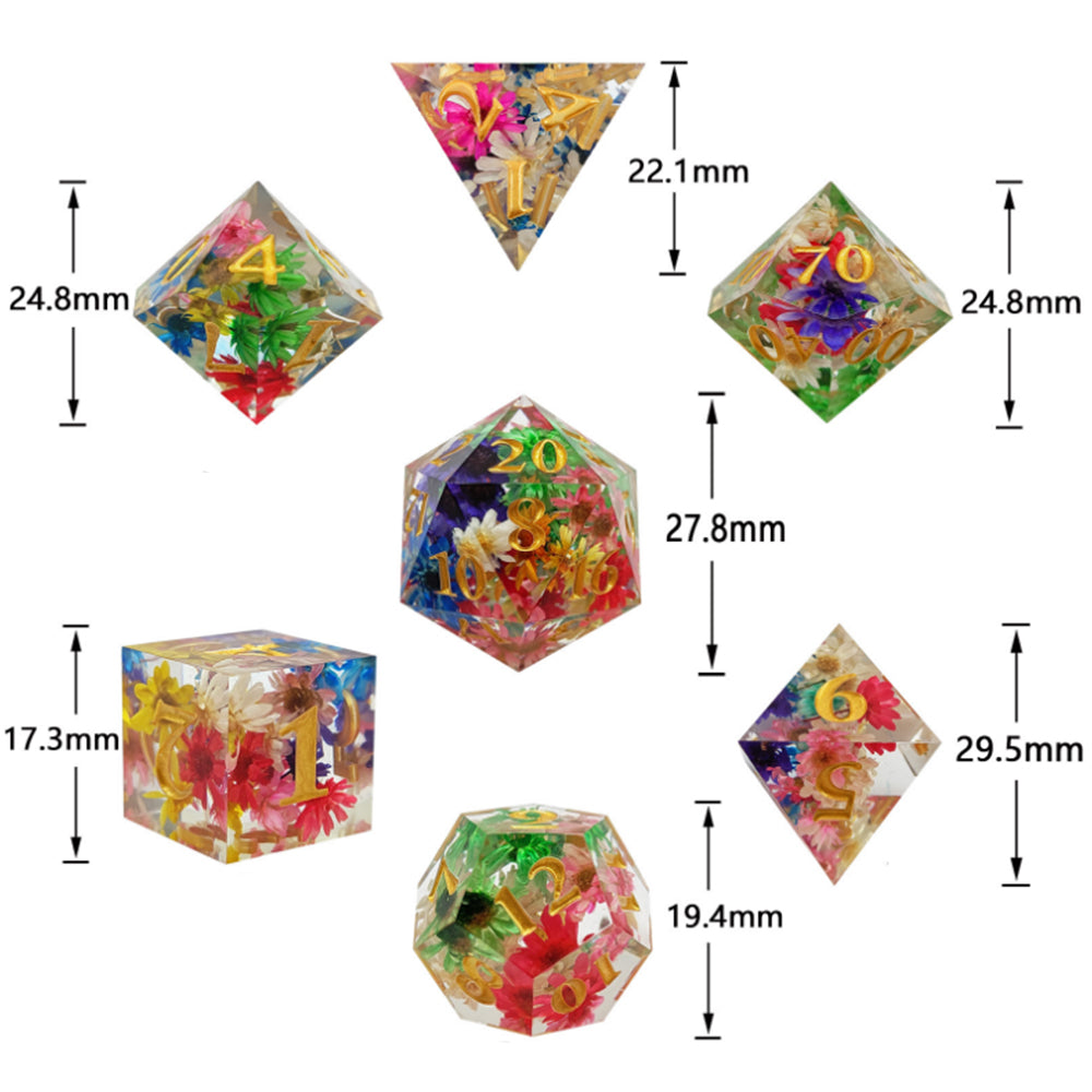 7Pcs Set DND Dice Resin Dice Table Games Accessories Style 4