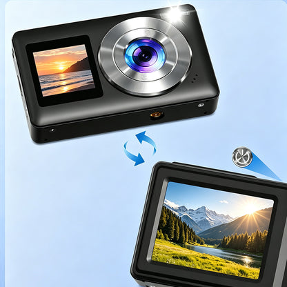 4K Digital Camera Dual Screen Selfie Camera for Vlogging - Black